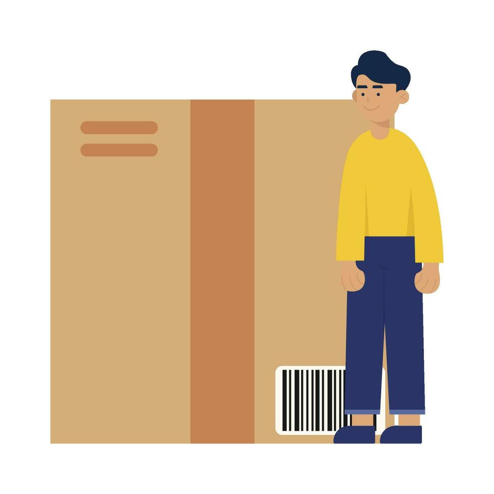 customer with box delivery illustration vector