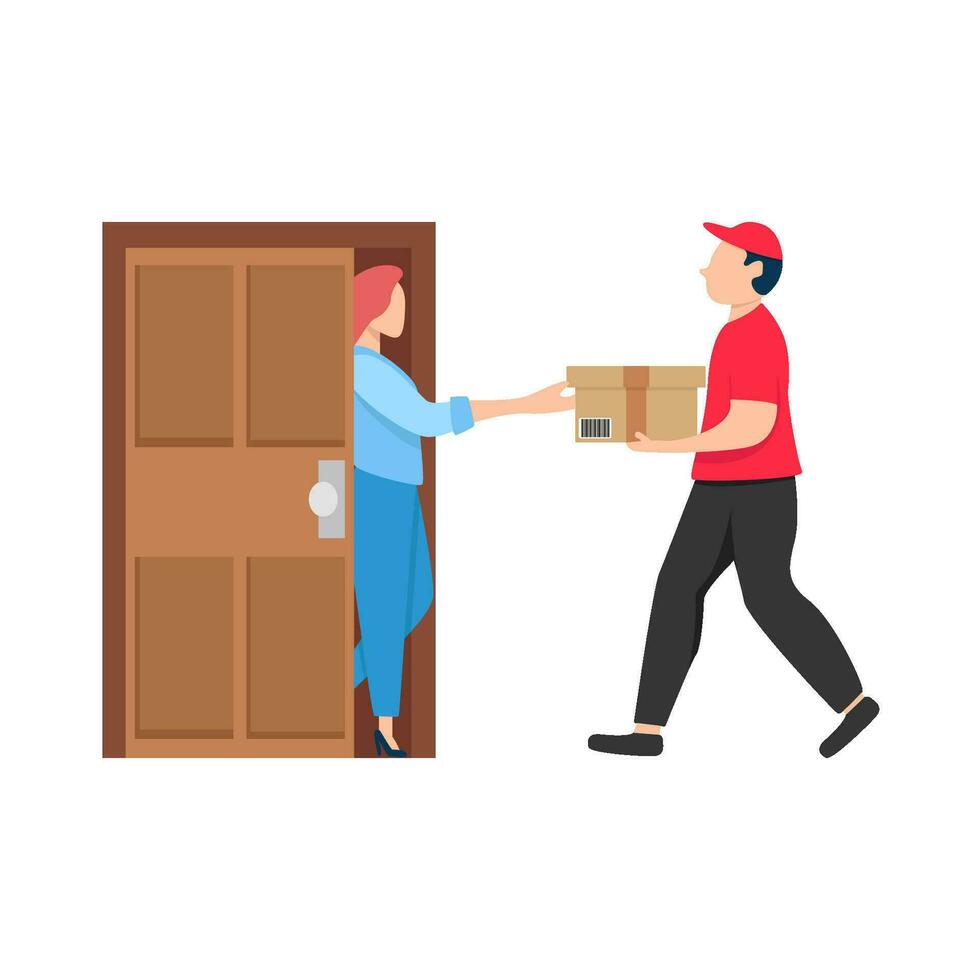 box delivery in home customer illustration vector