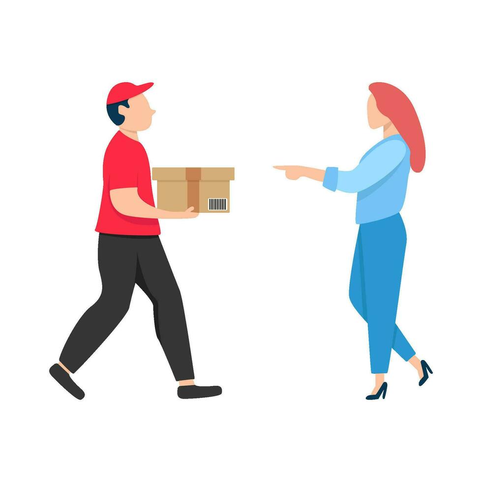 delivery box with customer illustration vector