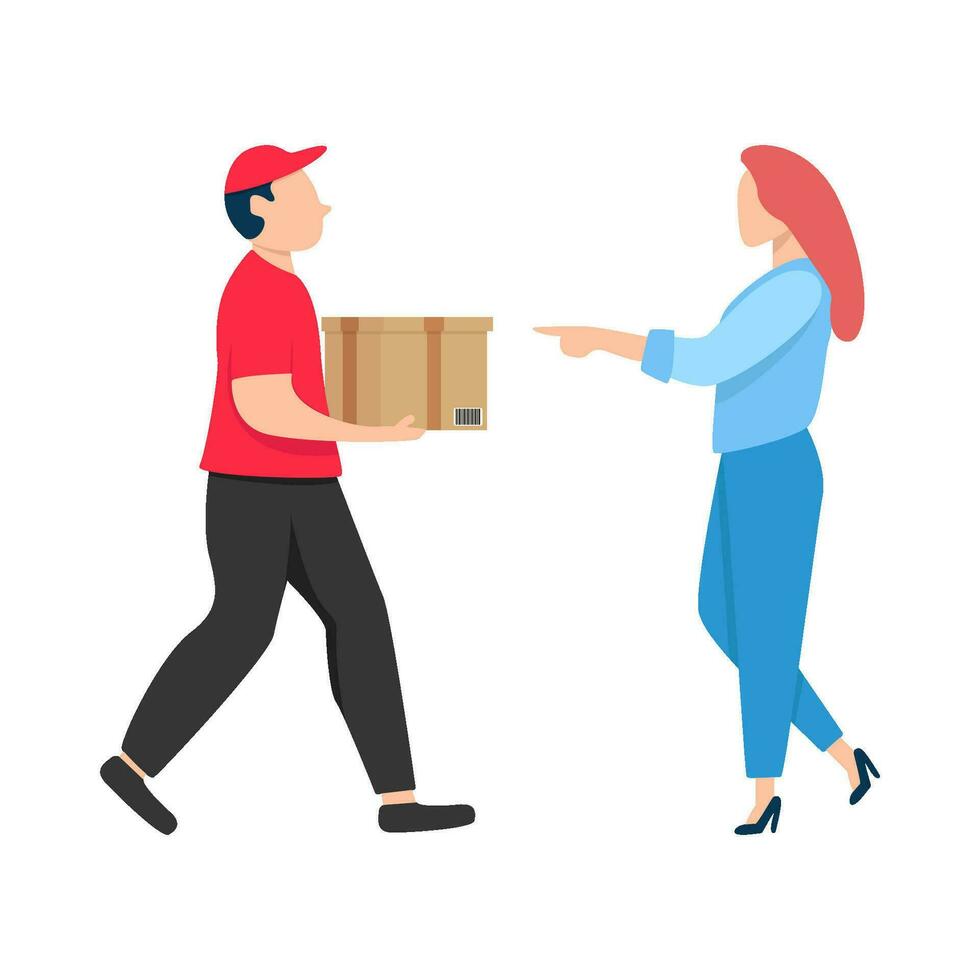 delivery box with customer illustration vector