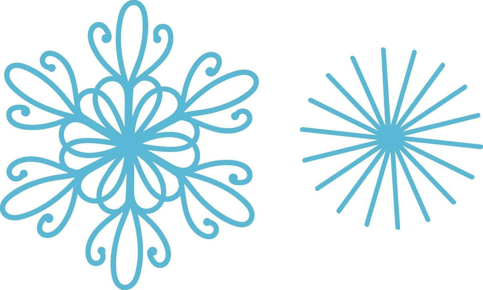 snowflakes in doodle style for winter design. Vector illustration. Collection hand drawn snowflakes isolated on whit background. Snowflake icon painted.
