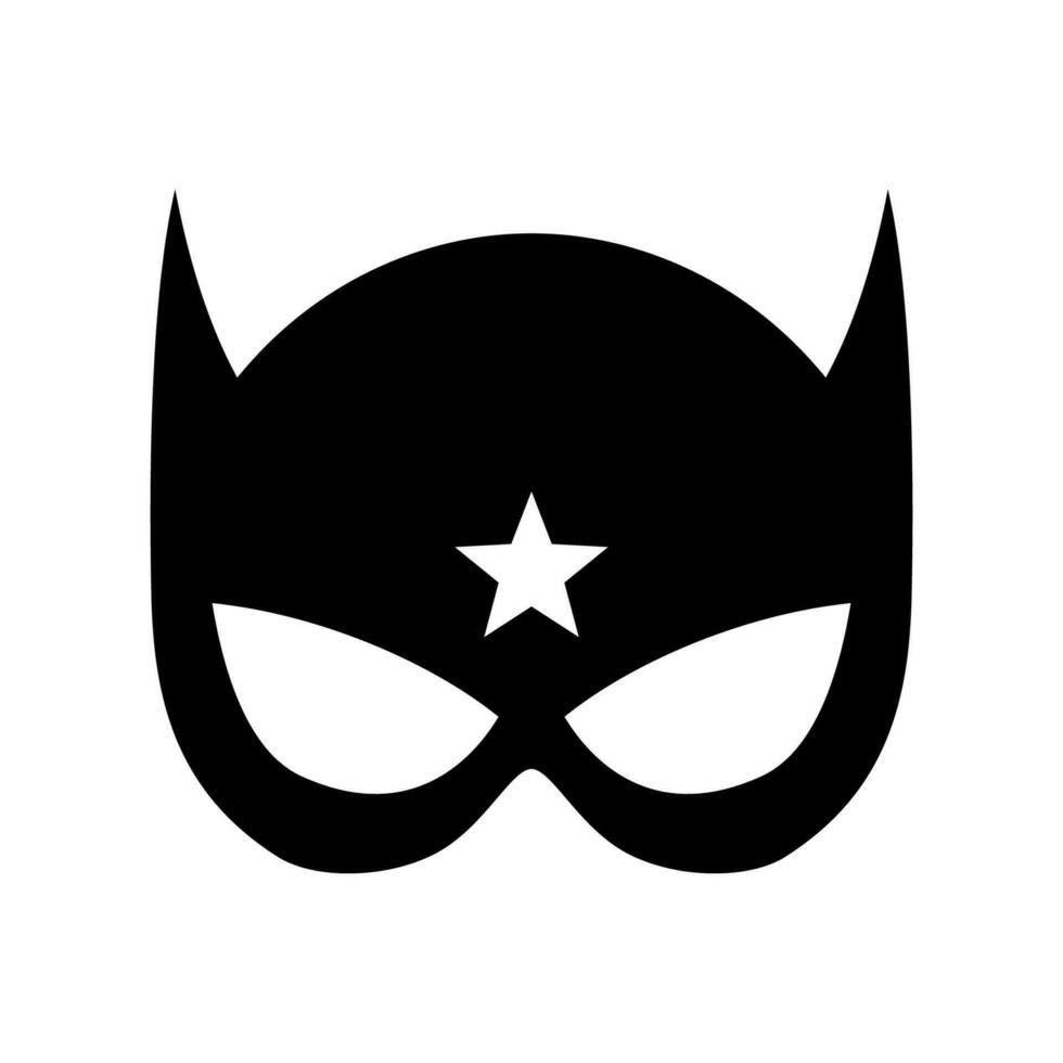 súper héroe máscara negro icono. superhéroe cara mascarada y enmascaramiento dibujos animados personaje. cómic libro mascarilla. heroico o salvador vector ilustración