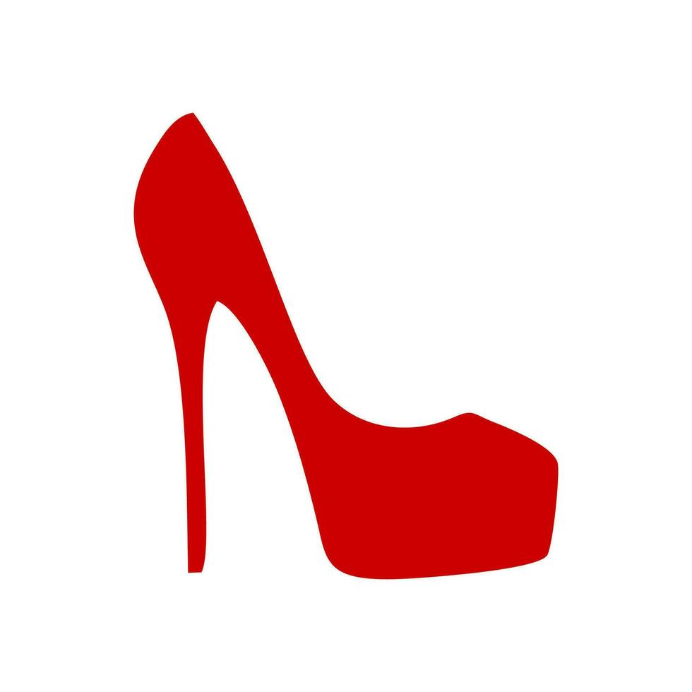 De las mujeres rojo alto tacones zapato icono negro aislado en blanco antecedentes. vector ilustración