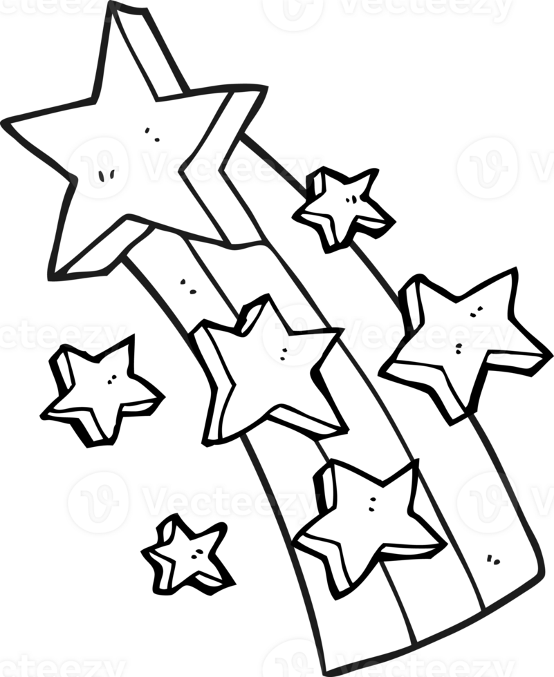 black and white cartoon shooting star png