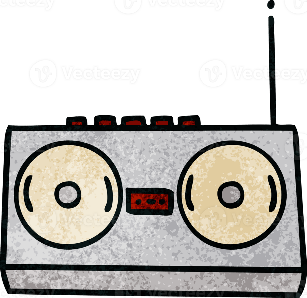 retro grunge texture cartoon retro radio png
