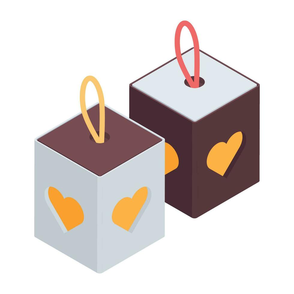 Valentine Presents Isometric Icon vector