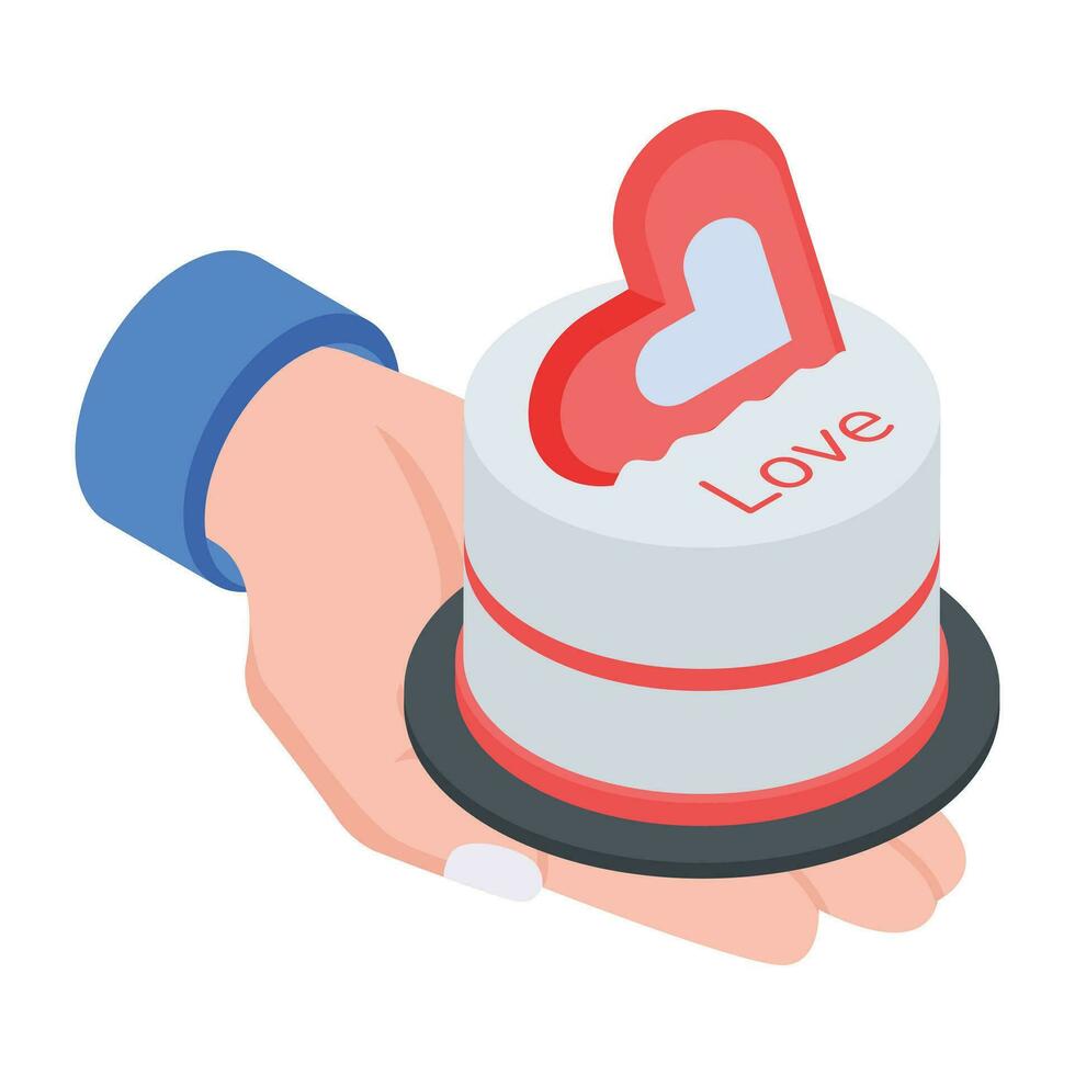 Get this isometric icon of valentine cake vector