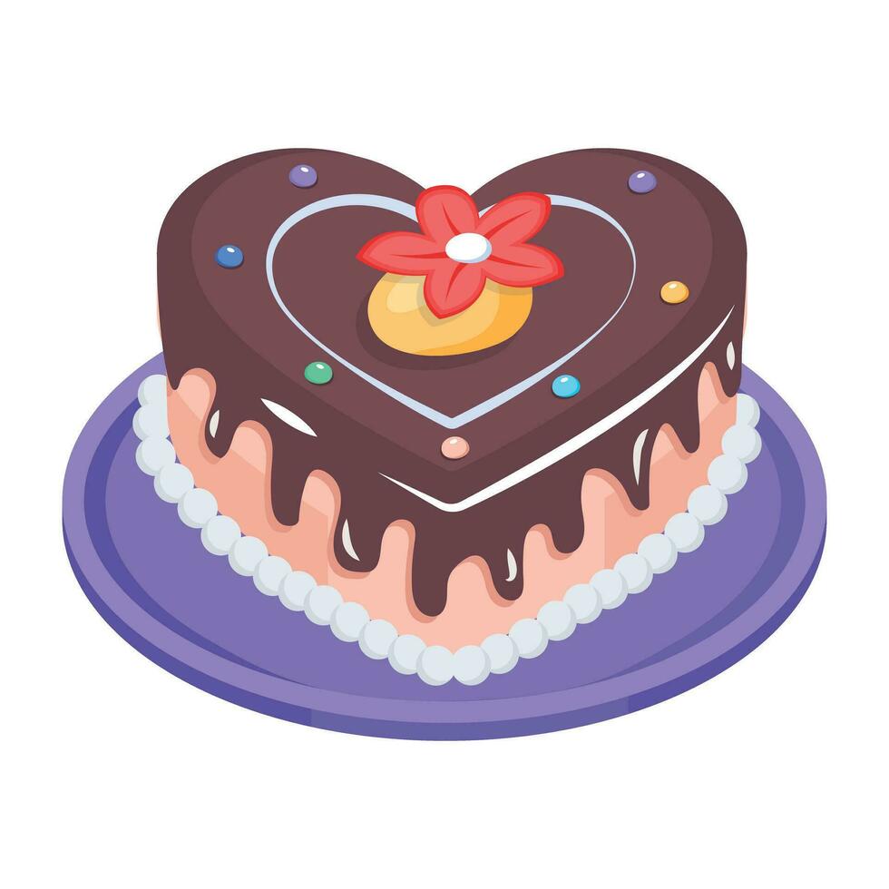 Get this isometric icon of valentine cake vector