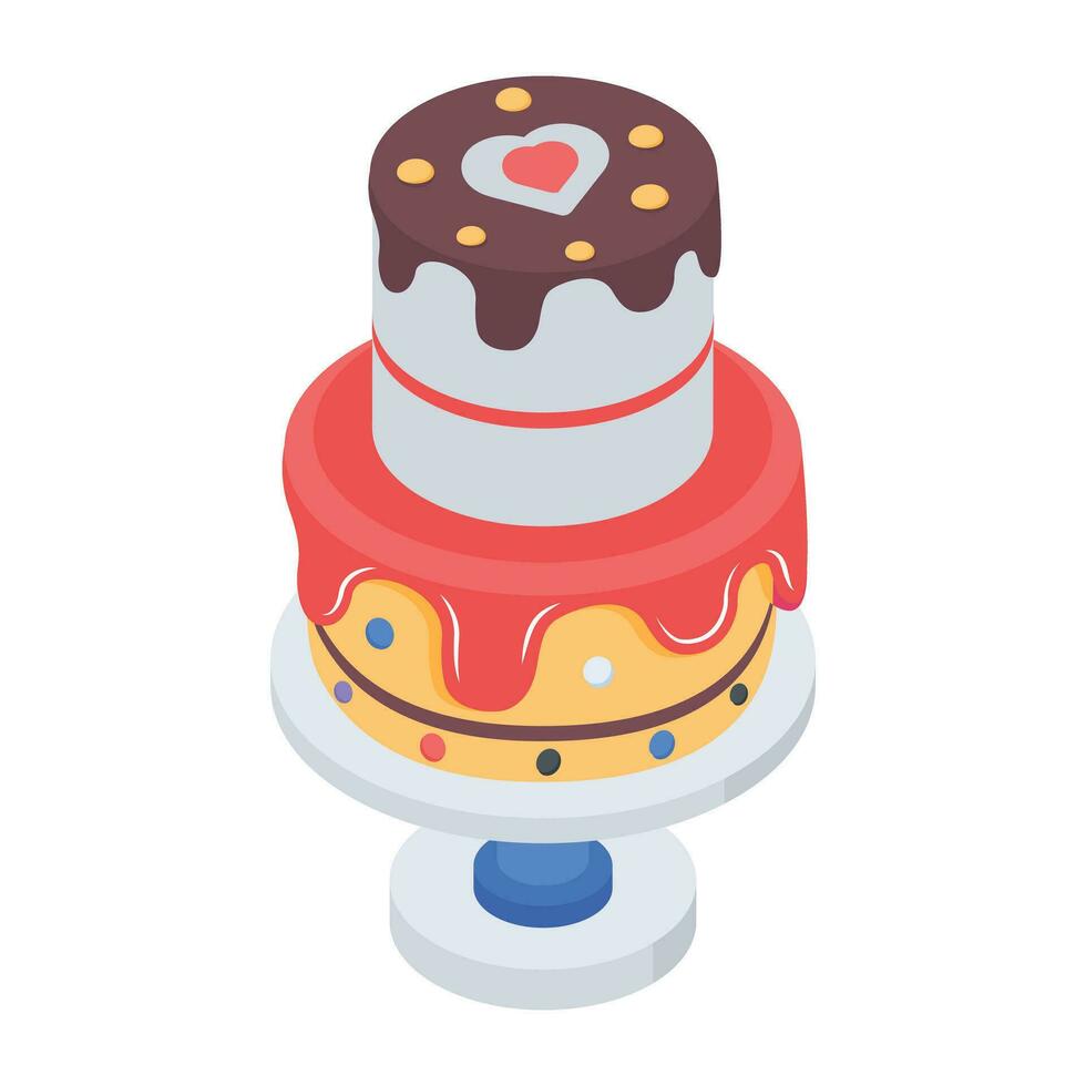 Get this isometric icon of valentine cake vector