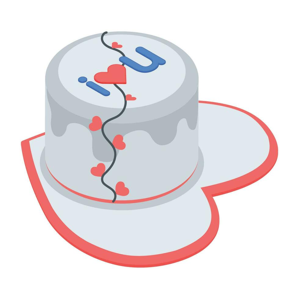 Get this isometric icon of valentine cake vector