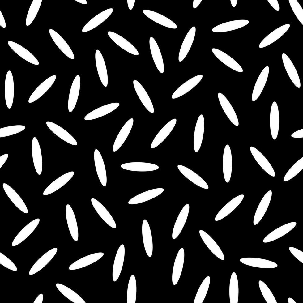 Seamless modern pattern with grains of rice for fashion fabrics, textiles, decorative pillows. White and black. Vector. vector