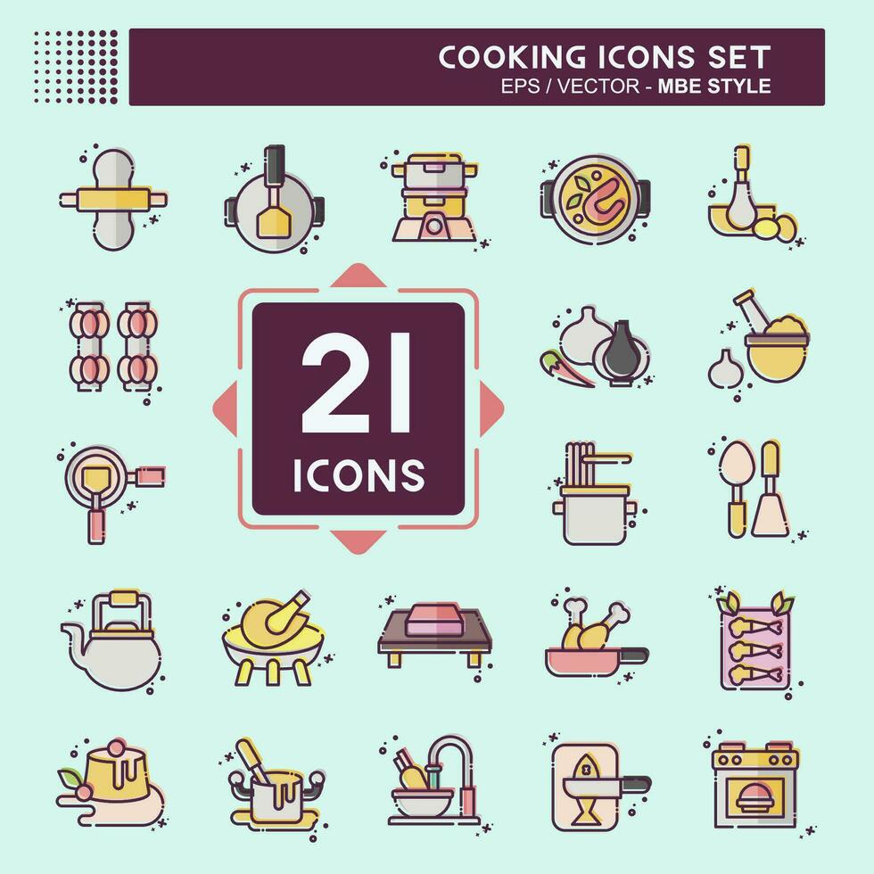 Icon Set Cooking. related to Food symbol. MBE style. simple design editable. simple illustration vector