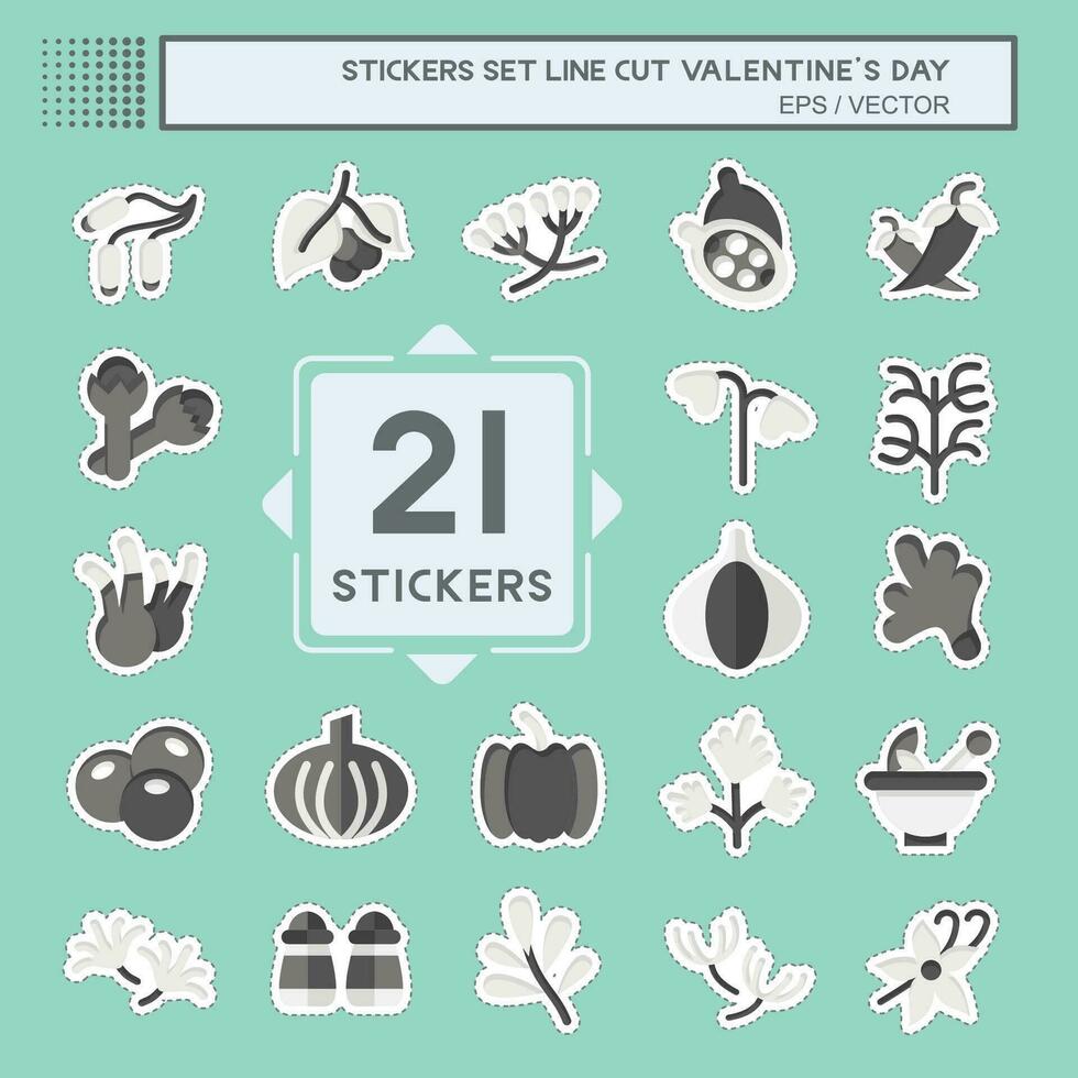 Sticker line cut Set Herbs and Spices. related to Vegetables symbol. simple design editable. simple illustration vector