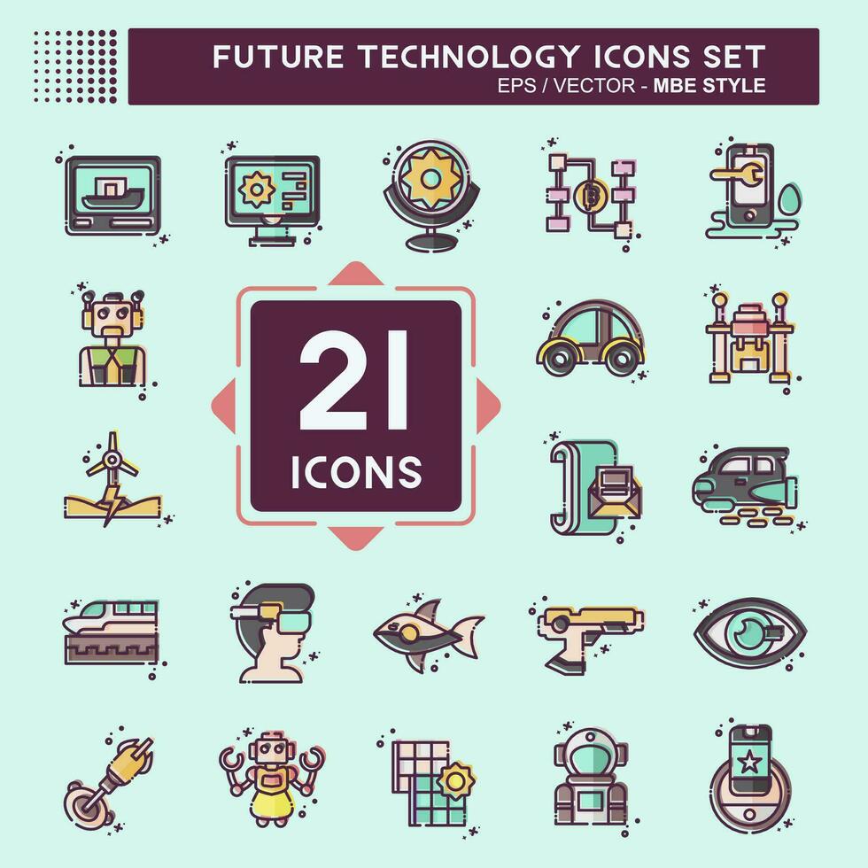 Icon Set Future Technology. related to Education symbol. MBE style. simple design editable. simple illustration vector