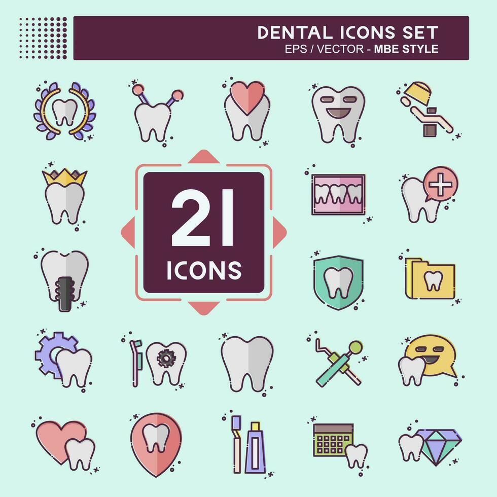 Icon Set Dental. related to Health symbol. MBE style. simple design editable. simple illustration vector