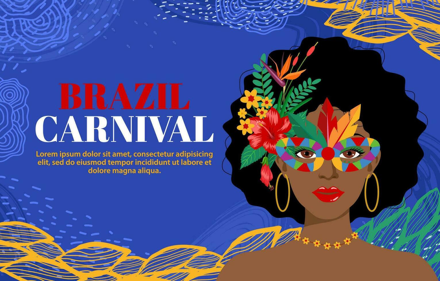 hermosa retrato de mujer en Brasil carnaval atuendo diseño para carnaval concepto vector