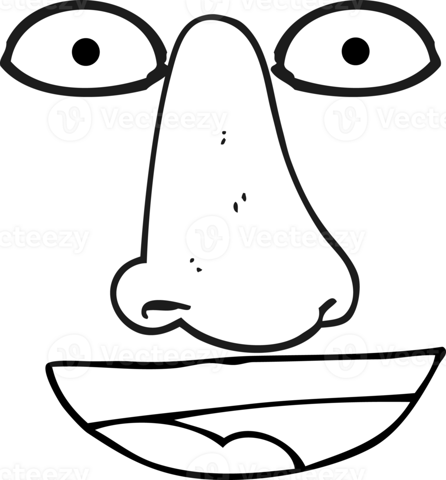 black and white cartoon facial features png