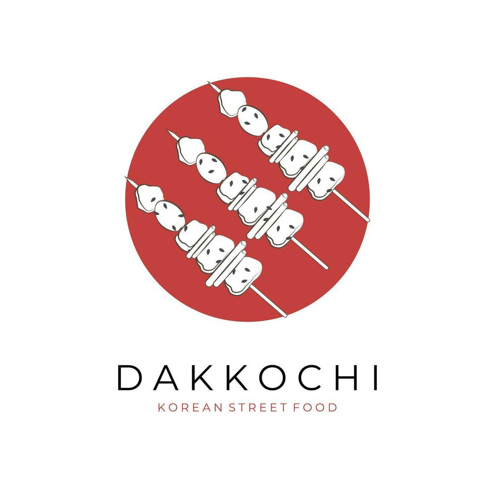 Simple logo Korean Dakkochi Dak-kkochi Chicken Skewer Vector Illustration Logo