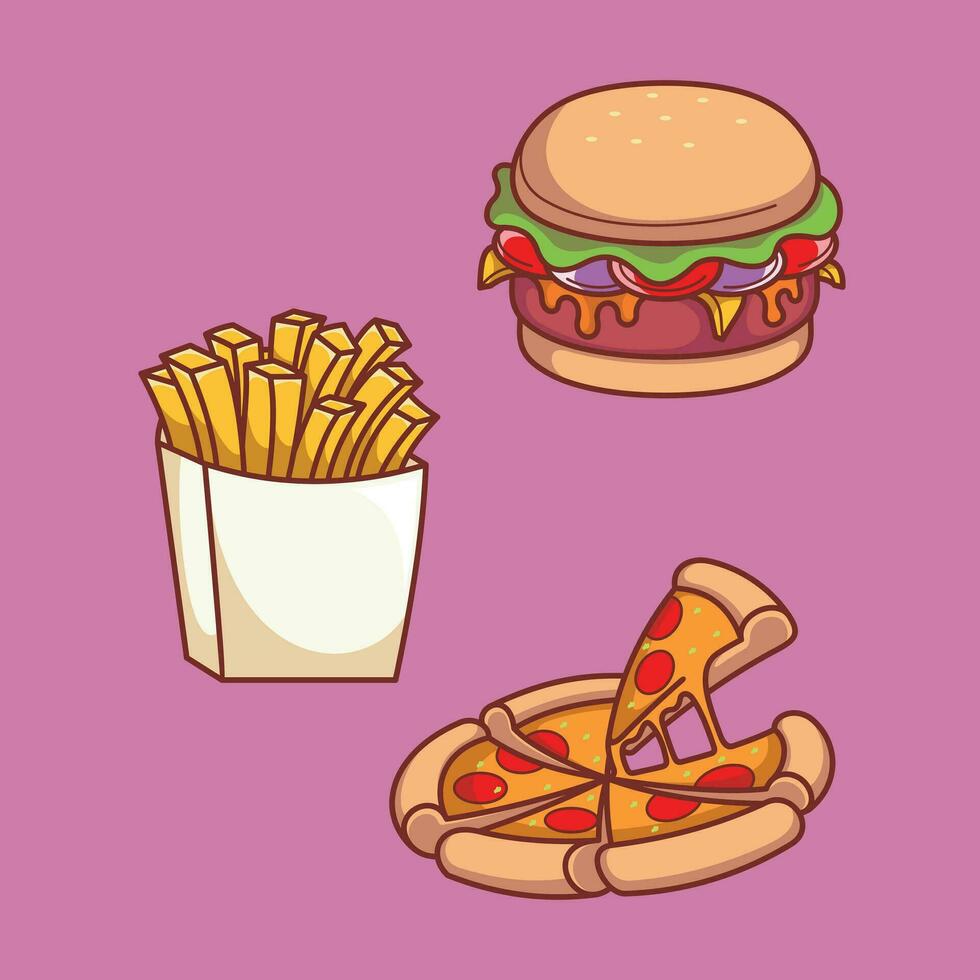 Tasty delicious savory foods premium vector arts. cartoon doodle cute icon design