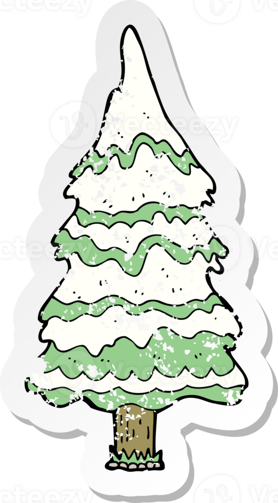 retro distressed sticker of a cartoon christmas tree png