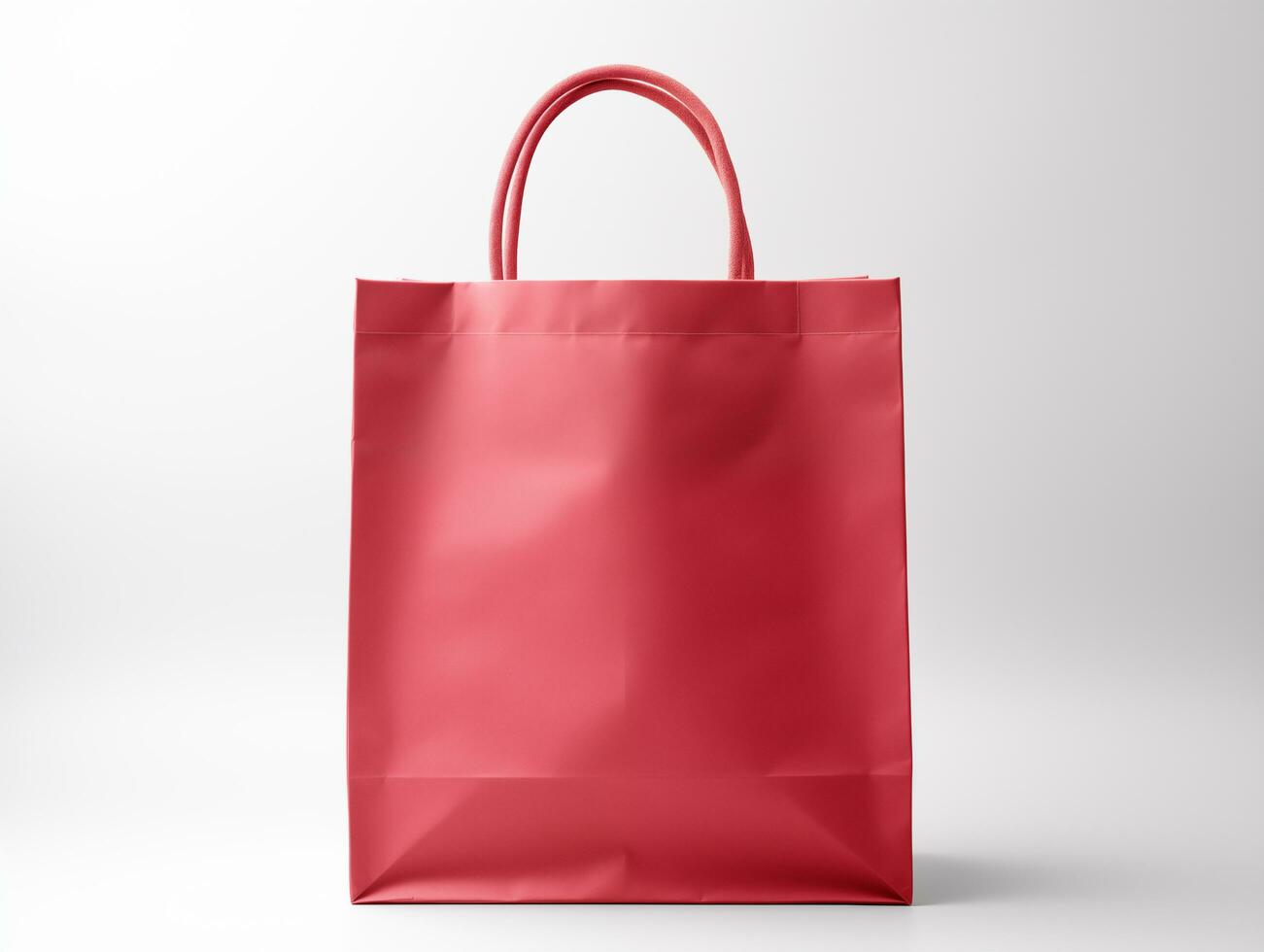 AI generated Blank empty red paper shopping bag mockup isolated photo