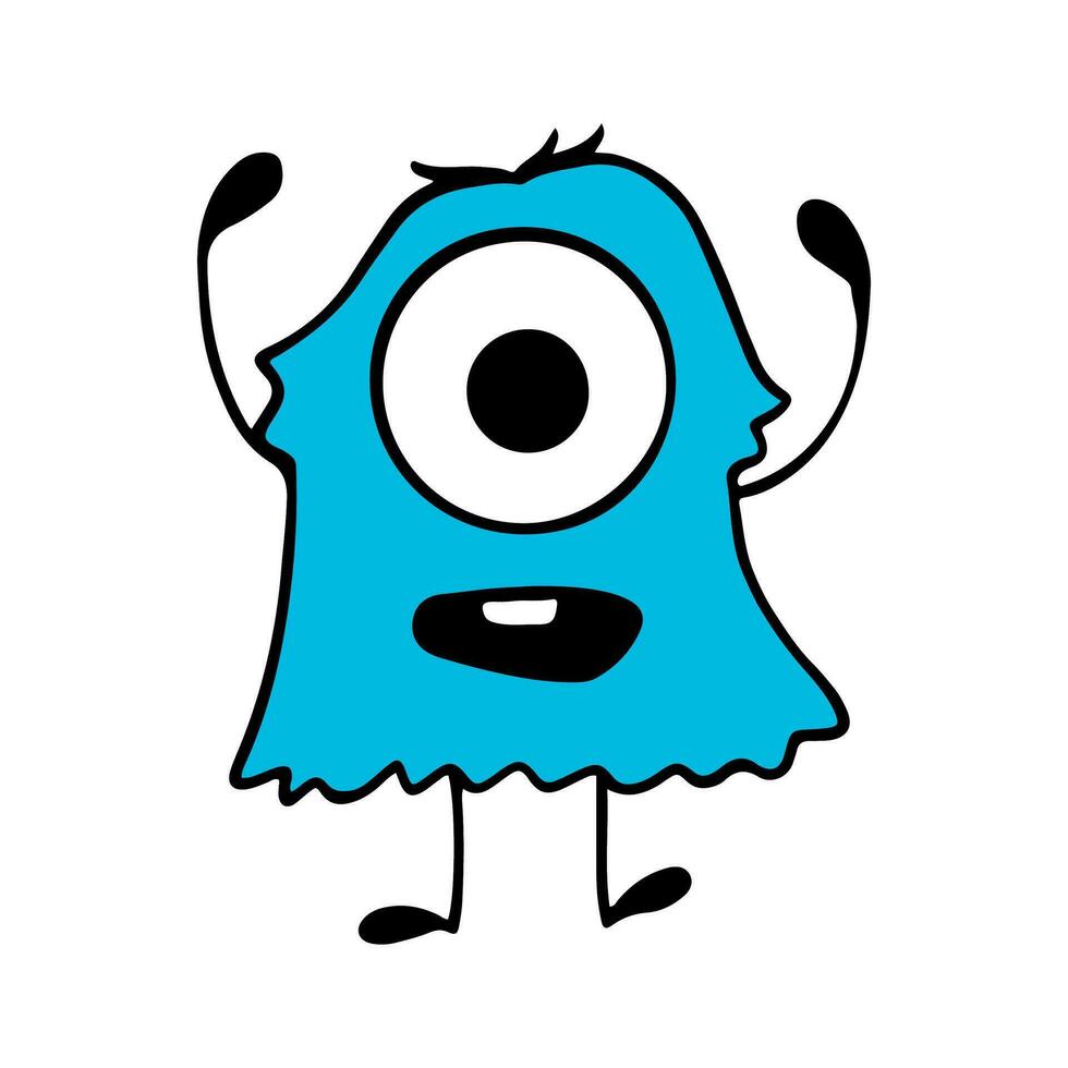 Cute and Funny Monster Cartoon Illustration Isolated In White Background. Abstract Monster Illustration vector
