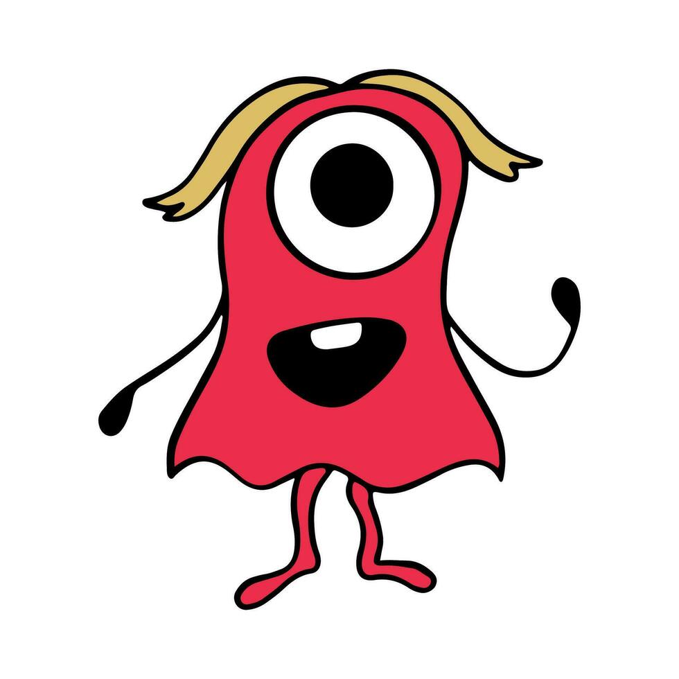 Cute and Funny Monster Cartoon Illustration Isolated In White Background. Abstract Monster Illustration vector