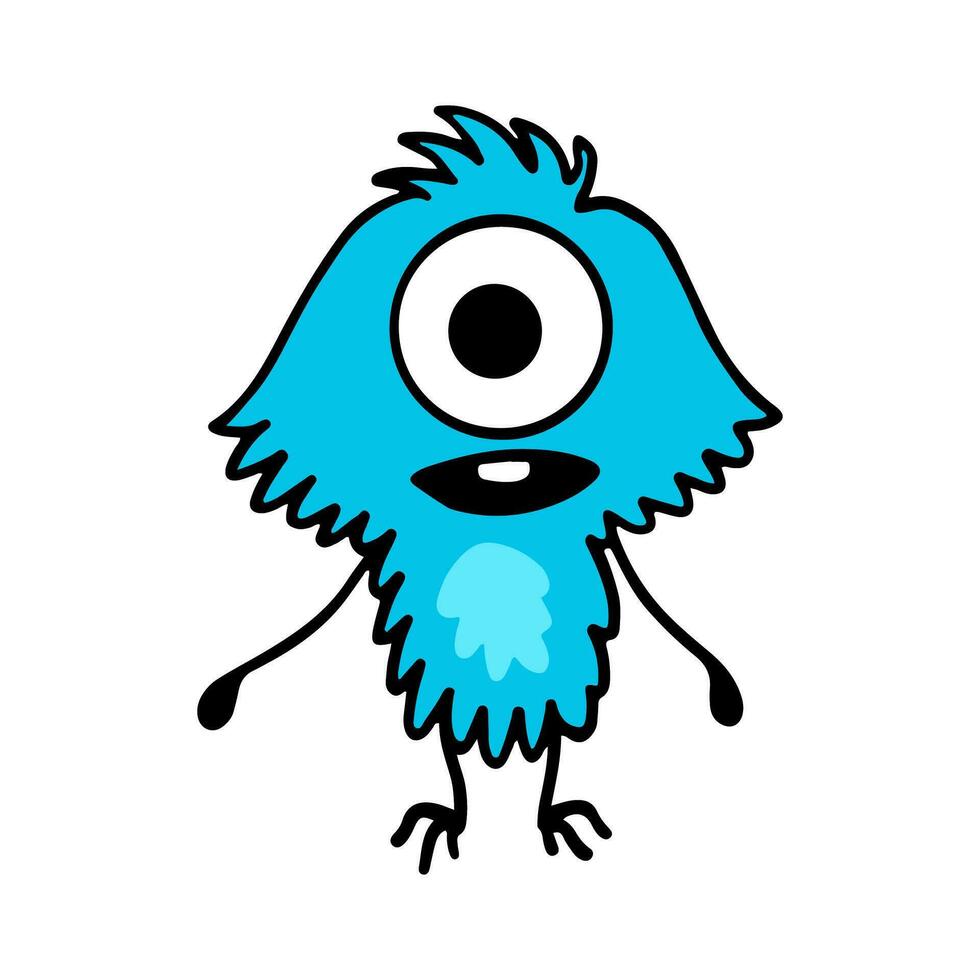 Cute and Funny Monster Cartoon Illustration Isolated In White Background. Abstract Monster Illustration vector