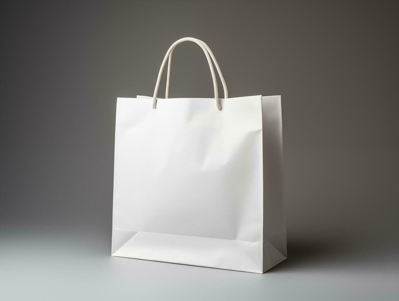 AI generated Blank empty white paper shopping bag mockup isolated photo