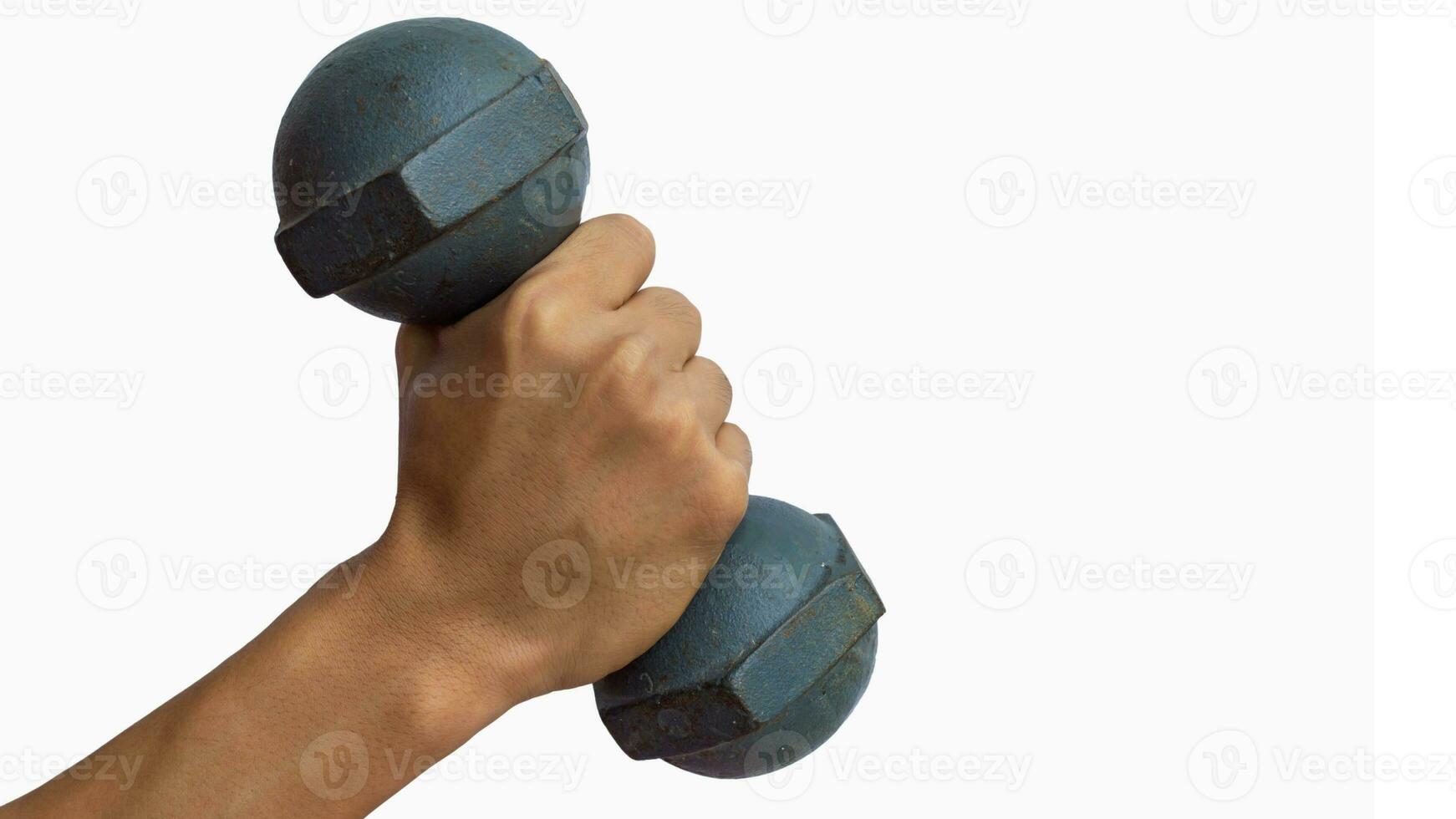 Isolated Dumbbell Concept. Fitness Equipment for Gym Workout, Strength Training, Bodybuilding, and Powerlifting photo