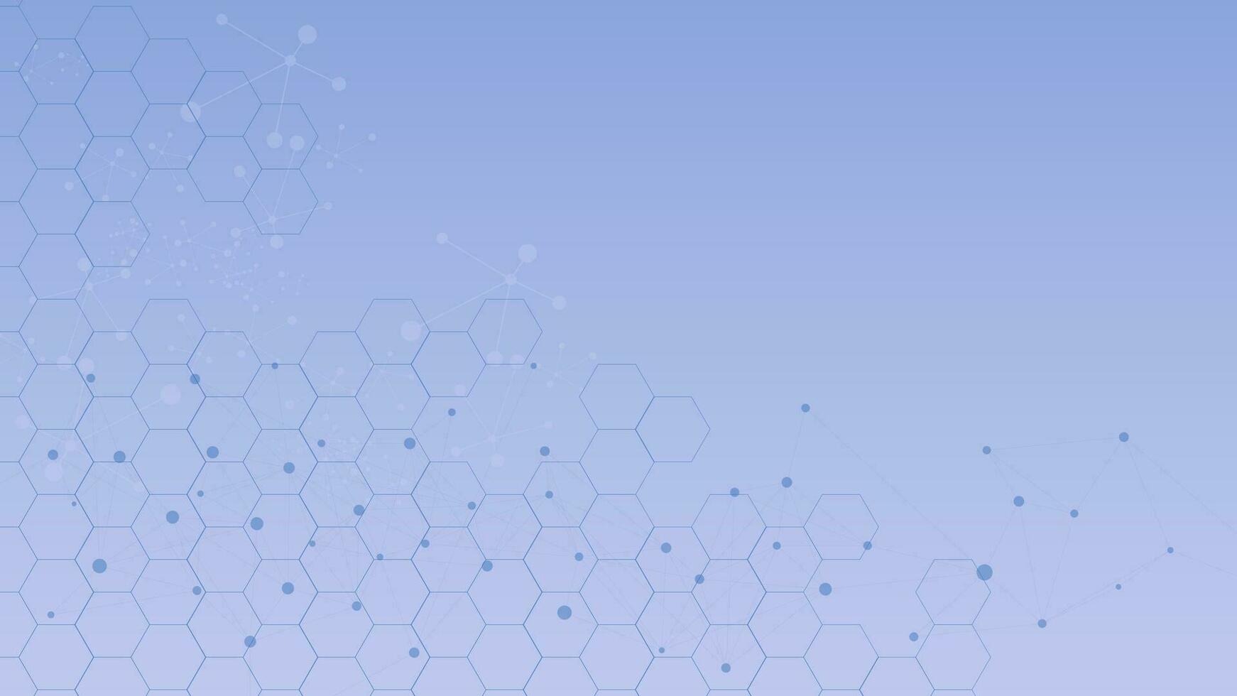 Abstract hexagons with points and molecule for science and technology design background. Vector illustration.