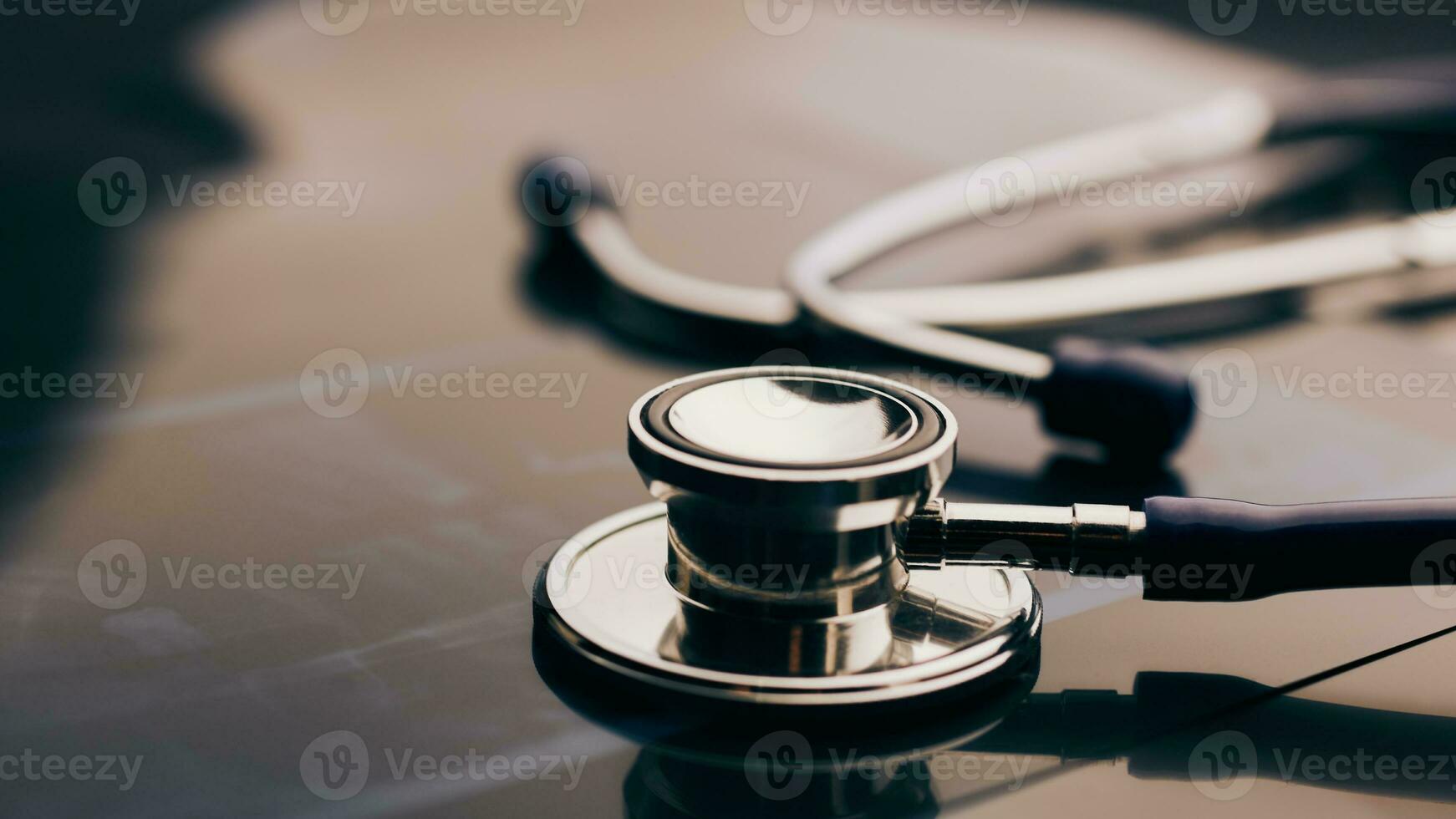 Isolated Stethoscope on White Background, Medical Equipment Concept photo