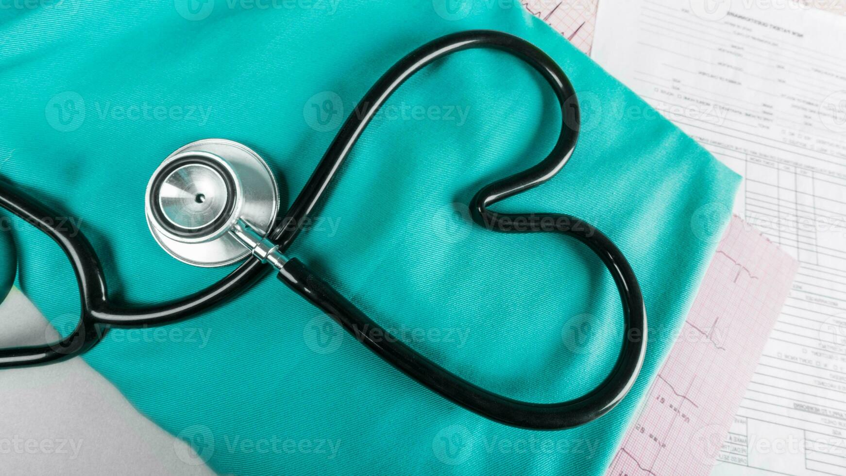 Isolated Stethoscope on White Background, Medical Equipment Concept photo