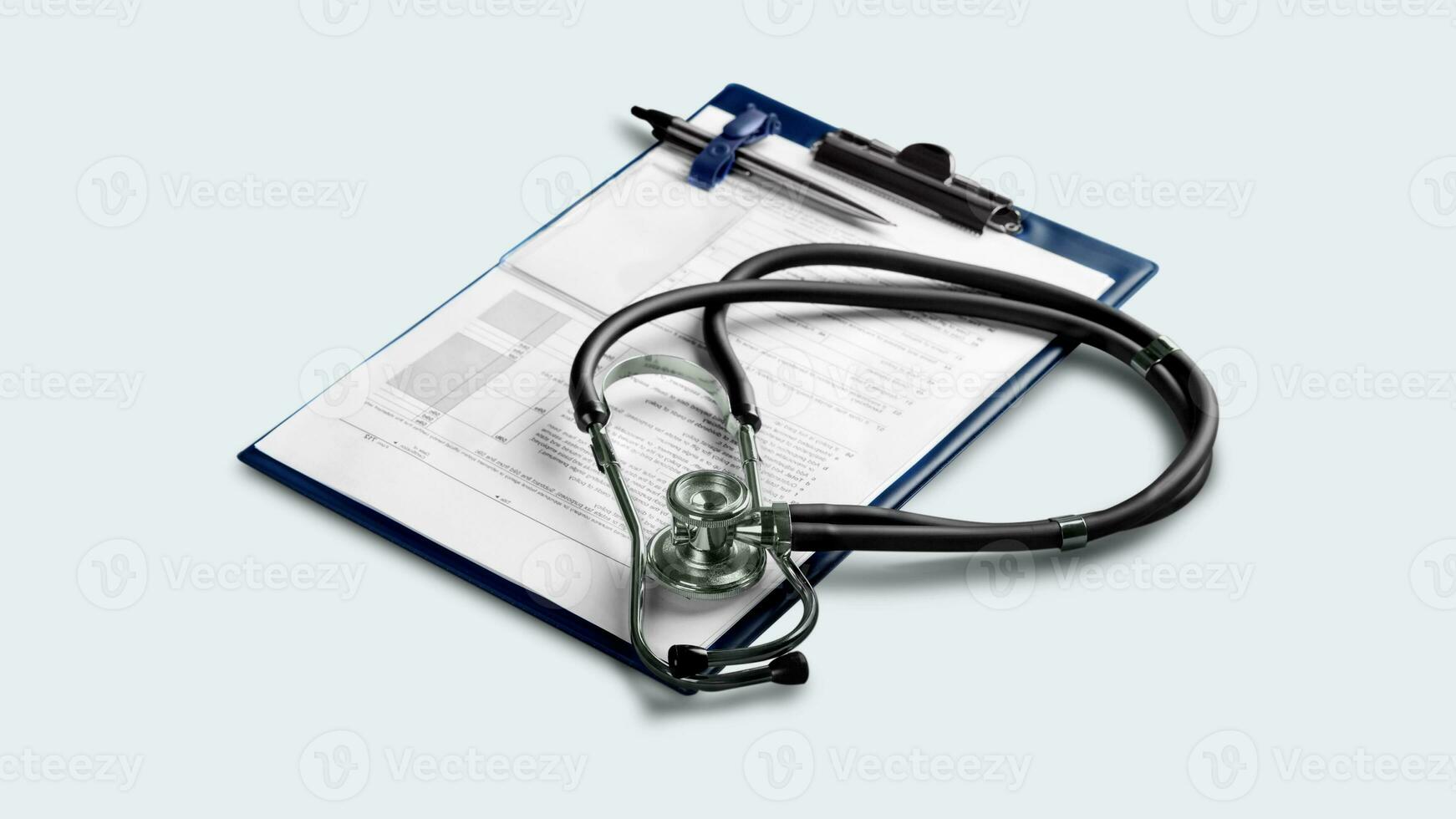 Isolated Stethoscope on White Background, Medical Equipment Concept photo