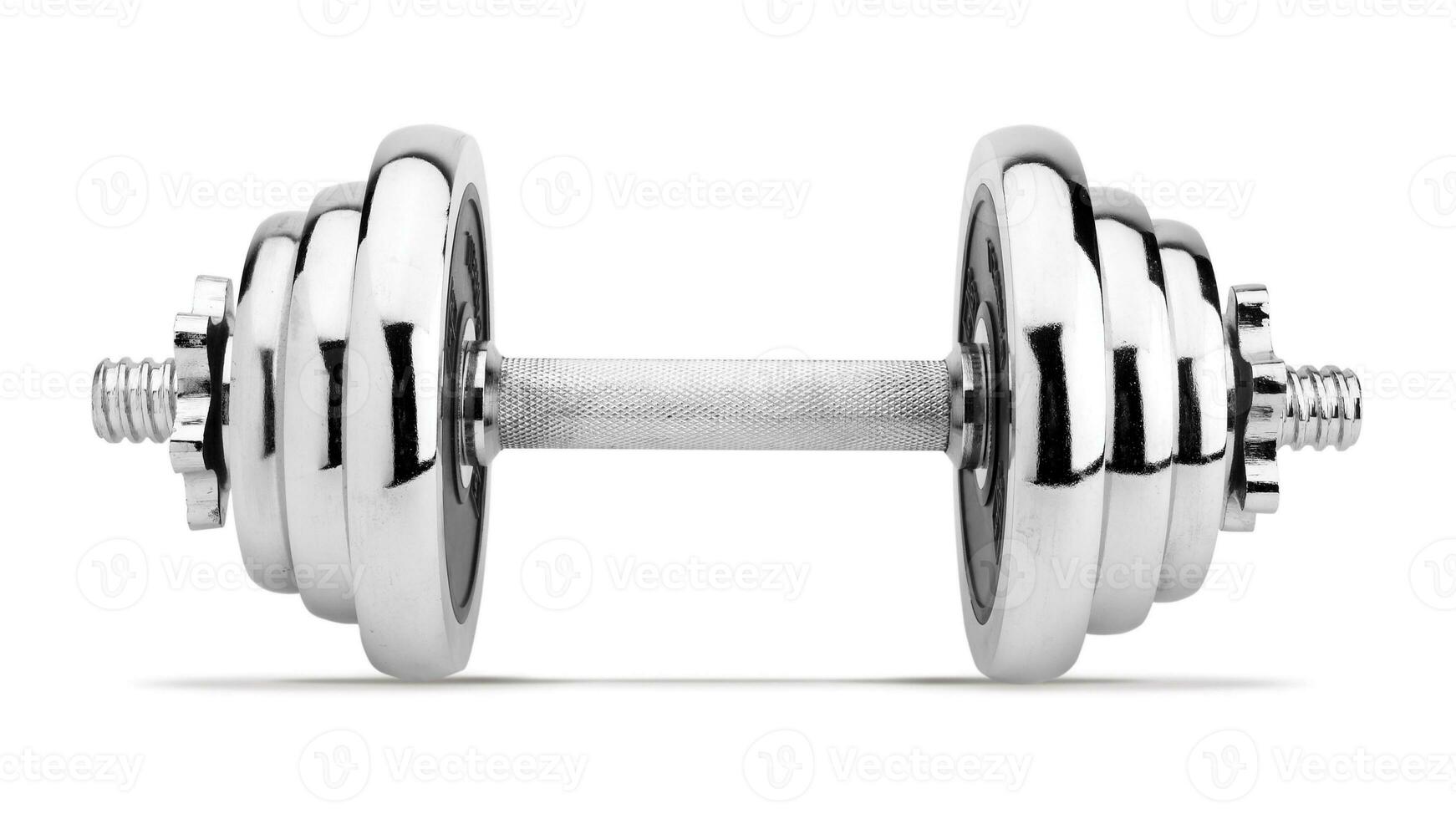 Isolated Dumbbell Concept. Fitness Equipment for Gym Workout, Strength Training, Bodybuilding, and Powerlifting photo