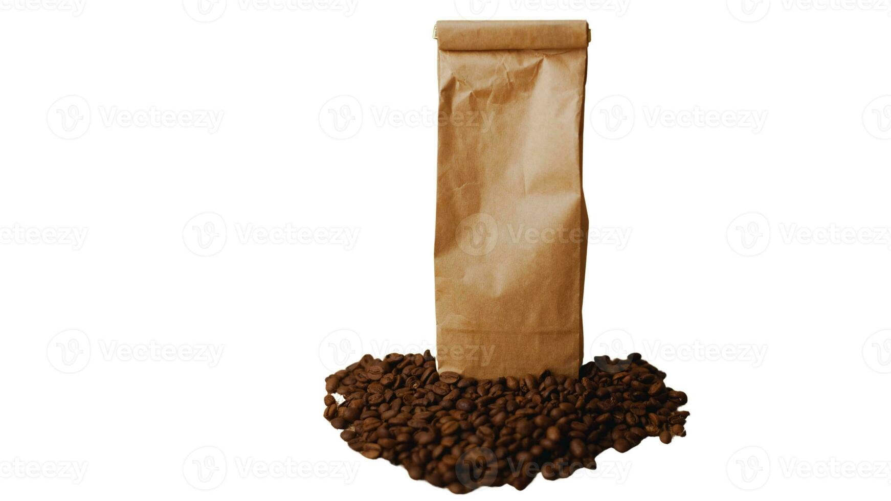 Blank Coffee Bag Mockup Isolated on White Background Packaging Design Template for Branding, Product Presentation, and Marketing Advertisement photo