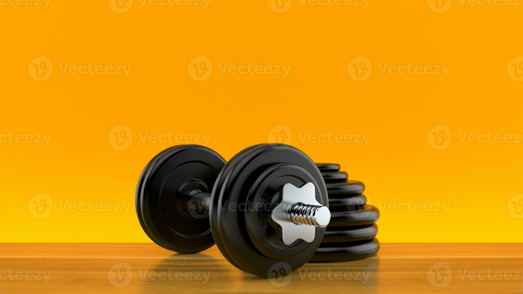 Isolated Dumbbell Concept. Fitness Equipment for Gym Workout, Strength Training, Bodybuilding, and Powerlifting photo