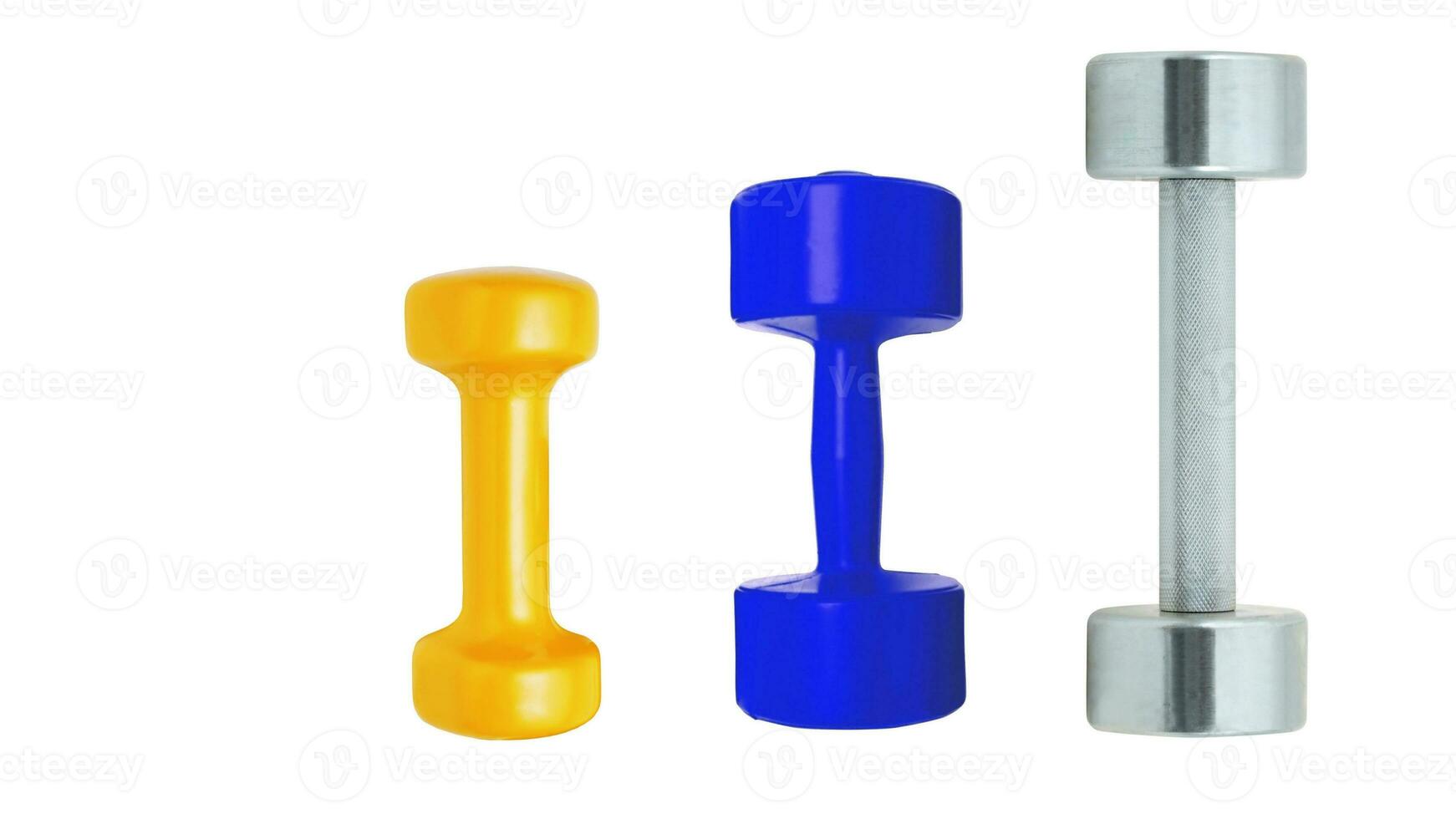 Isolated Dumbbell Concept. Fitness Equipment for Gym Workout, Strength Training, Bodybuilding, and Powerlifting photo