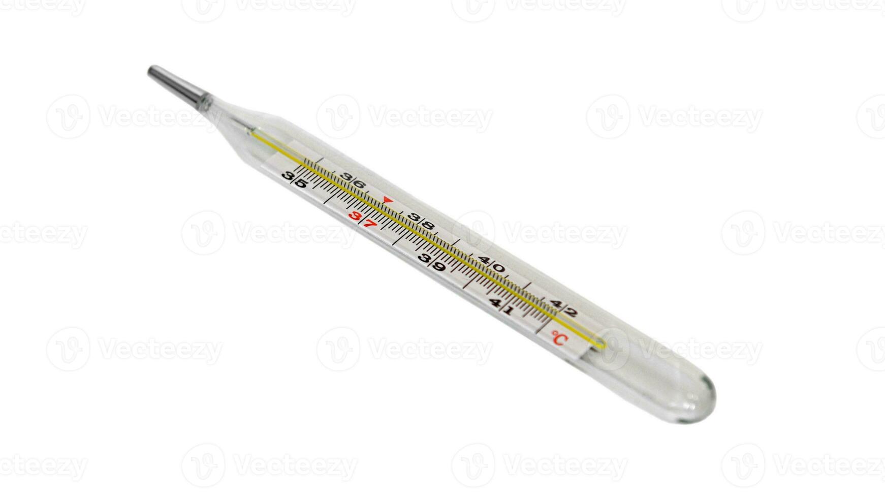 Glass Thermometer, Mercury Thermometer Isolated photo