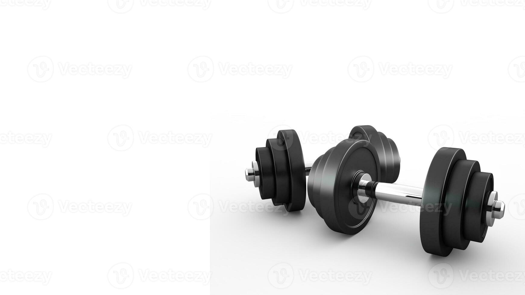 Isolated Dumbbell Concept. Fitness Equipment for Gym Workout, Strength Training, Bodybuilding, and Powerlifting photo