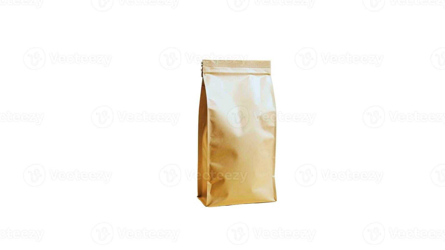 Blank Coffee Bag Mockup Isolated on White Background Packaging Design Template for Branding, Product Presentation, and Marketing Advertisement photo