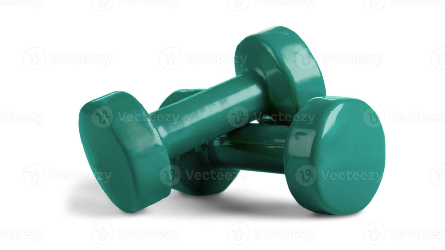Isolated Dumbbell Concept. Fitness Equipment for Gym Workout, Strength Training, Bodybuilding, and Powerlifting photo