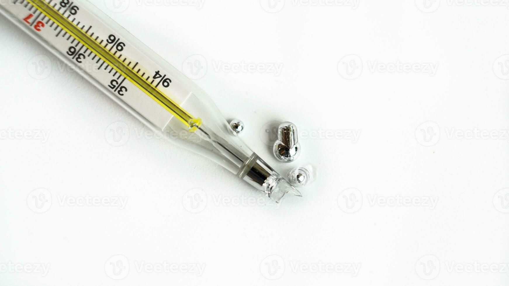 Glass Thermometer, Mercury Thermometer Isolated photo