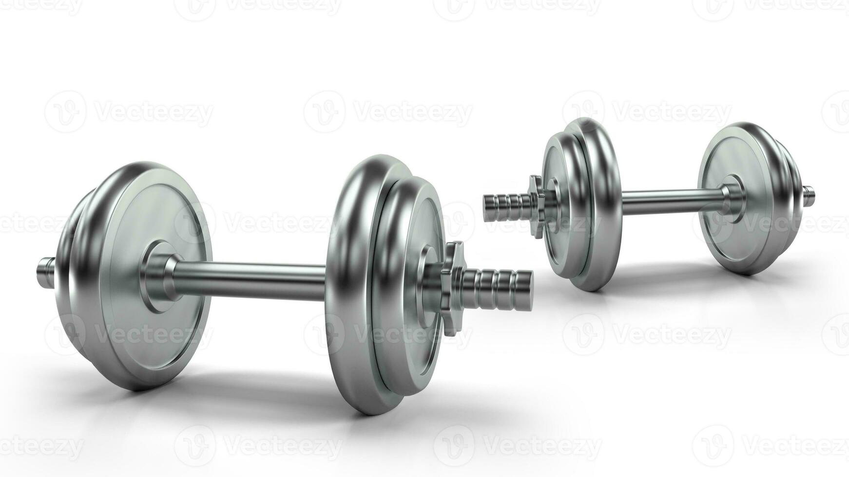 Isolated Dumbbell Concept. Fitness Equipment for Gym Workout, Strength Training, Bodybuilding, and Powerlifting photo