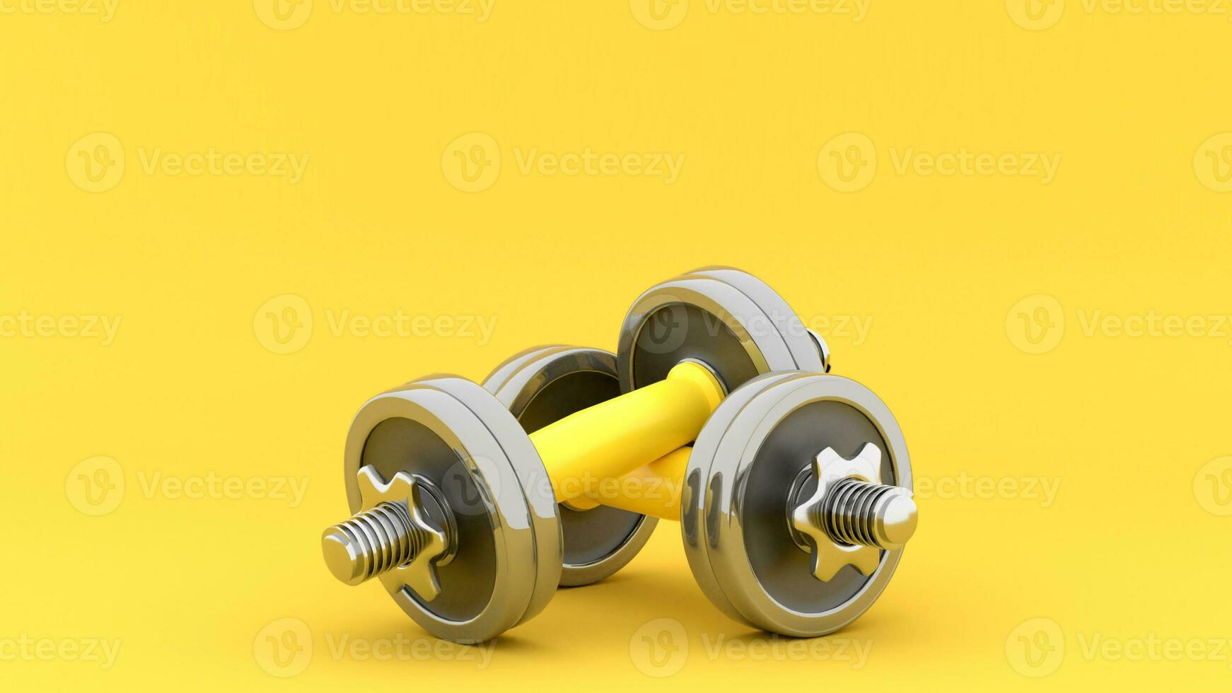 Isolated Dumbbell Concept. Fitness Equipment for Gym Workout, Strength Training, Bodybuilding, and Powerlifting photo