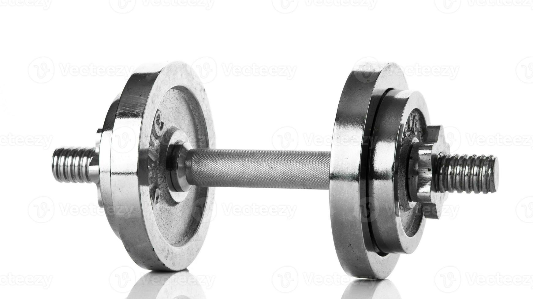 Isolated Dumbbell Concept. Fitness Equipment for Gym Workout, Strength Training, Bodybuilding, and Powerlifting photo