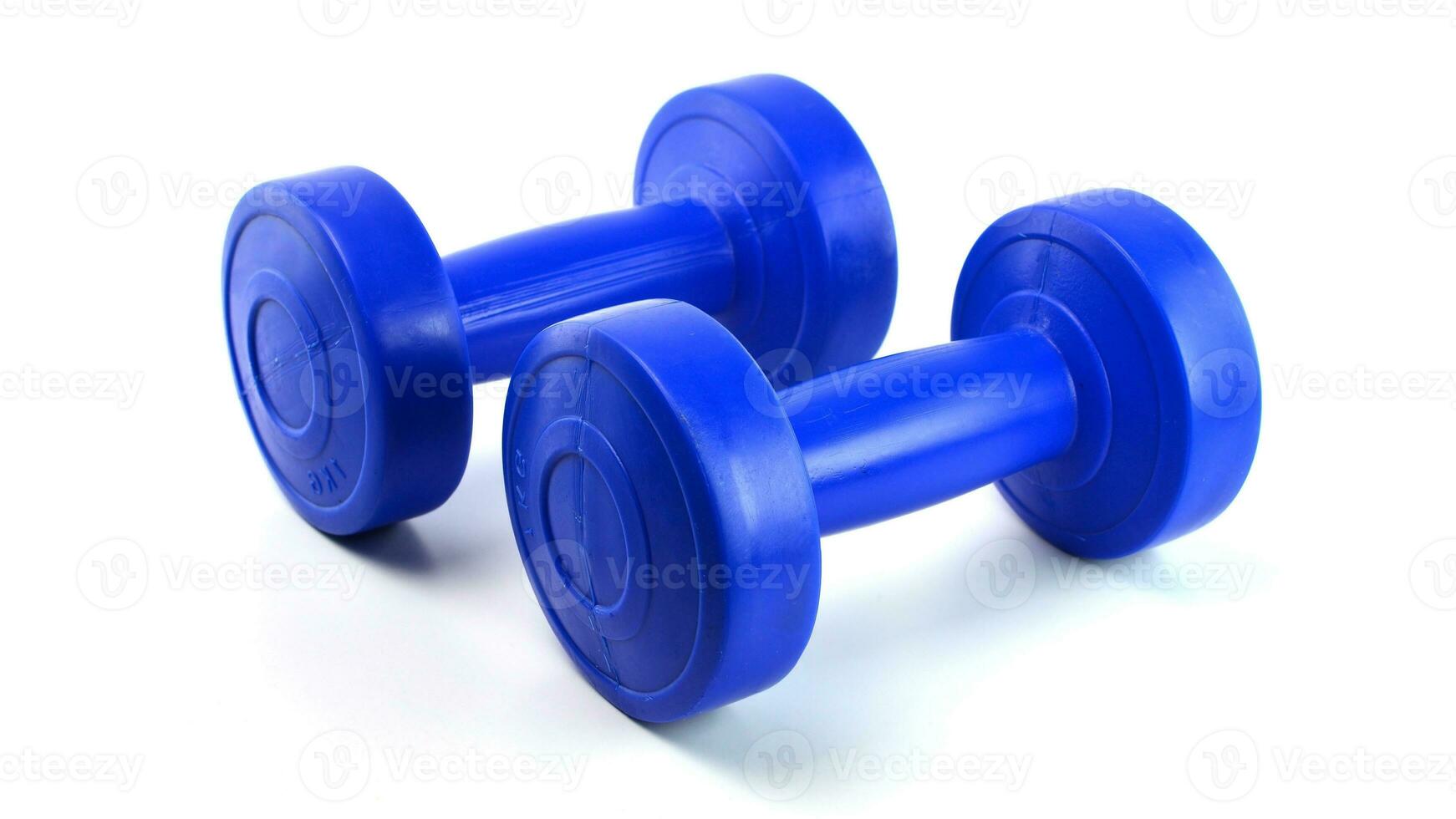 Isolated Dumbbell Concept. Fitness Equipment for Gym Workout, Strength Training, Bodybuilding, and Powerlifting photo