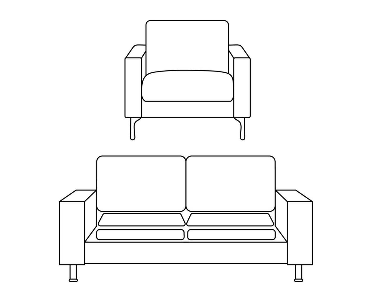 Sofa line Icons. Furniture design. Collection of sofa illustration. Modern furniture set isolated on white background. vector