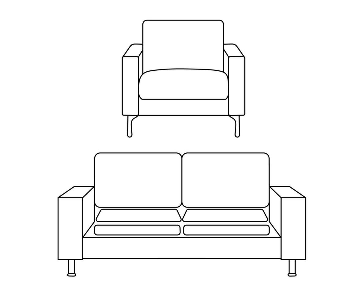 sofá línea iconos mueble diseño. colección de sofá ilustración. moderno mueble conjunto aislado en blanco antecedentes. vector