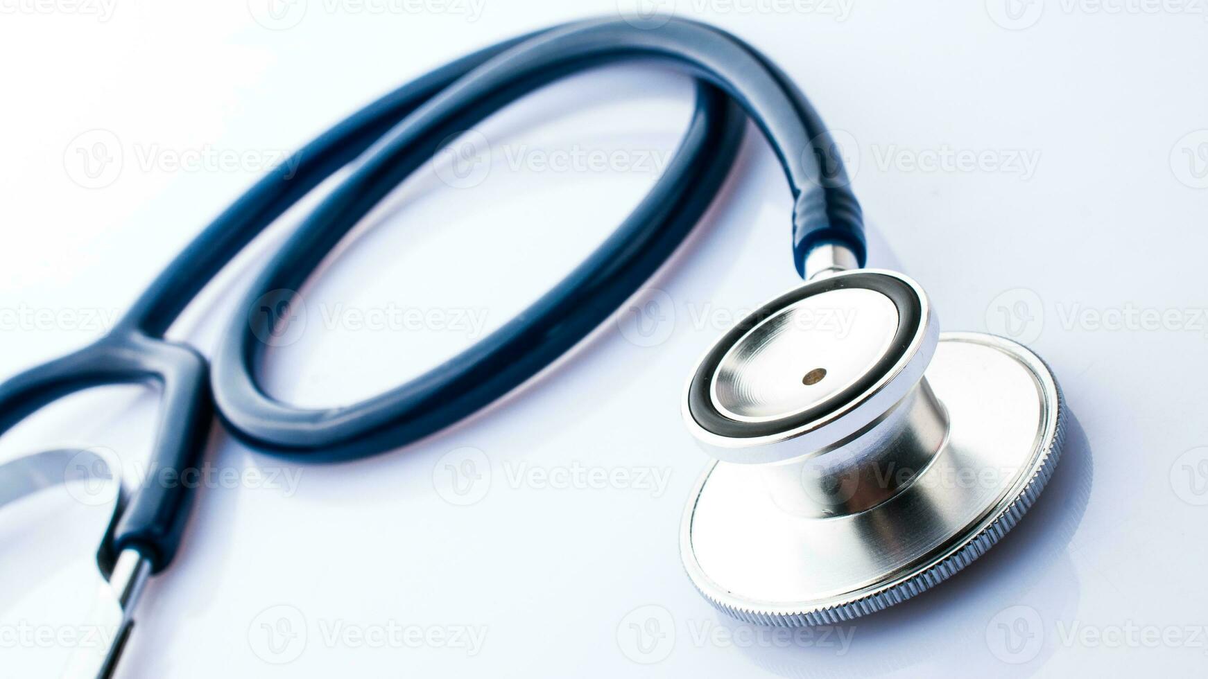 Isolated Stethoscope on White Background, Medical Equipment Concept photo